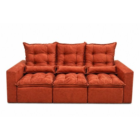 Sofá Retrátil e Reclinável 2,10m C/ 03 Módulos em Tecido Suede:terracota