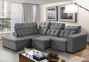 Ver imagem 1 de Sofá de Canto Retrátil e Reclinável 6 Lugares Pillow Top Suede Berlim Cinza