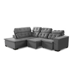 Sofá Canto Retrátil e Reclinável 6 Lugares Pillow Top Molas Bonnel Berlim Cinza - 2