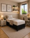 Ver imagem 1 de Base Box para Cama Juvenil Dobrável Suede 188x78cm Bipartido - Preto
