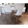 Conjunto de Mesa de Jantar Eames Eiffel Redonda 90cm Tampo de Vidro com 4 Cadeiras Brancas - 1