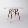 Conjunto de Mesa de Jantar Eames Eiffel Redonda 90cm Tampo de Vidro com 4 Cadeiras Brancas - 3