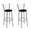 Ver imagem 1 de Kit 2 Banquetas Média Cromada Com Encosto Assento Preto