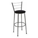 Ver imagem 2 de Kit 2 Banquetas Média Cromada Com Encosto Assento Preto
