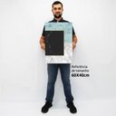 Ver imagem 3 de Quadro Decorativo em Canvas Geométrico Mármore Tons de Azul, Branco e Preto TaColado Chassi 60 x 40c