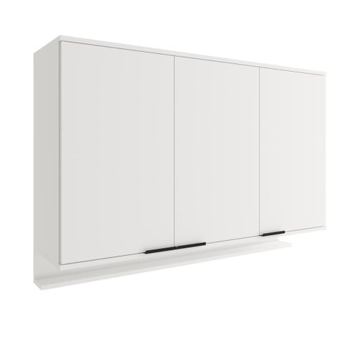 Armário Aéreo de Cozinha Miami 1200mm 3 Portas C Porta Temperos Carraro Branco
