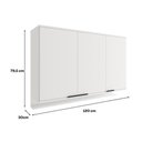 Ver imagem 2 de Armário Aéreo de Cozinha Miami 1200mm 3 Portas C Porta Temperos Carraro Branco