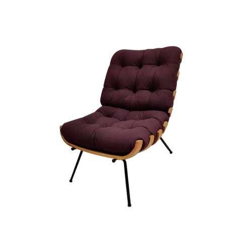 Poltrona Costela Suede Bordô