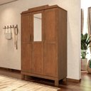 Ver imagem 1 de Guarda-Roupa 3 Portas com Espelho sem Aplique Estrutura em Madeira Cobre Marrom/Castanho