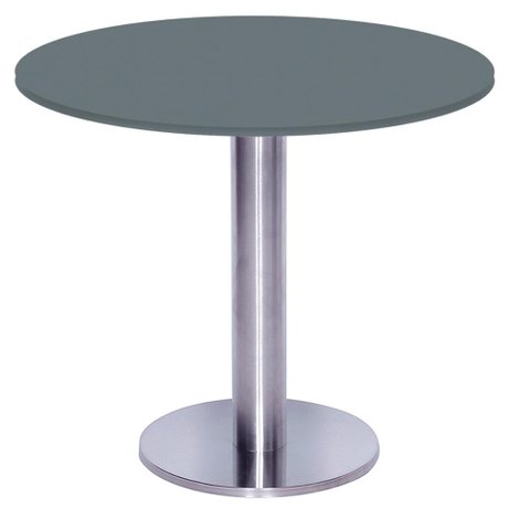 Mesa Beta Big Inox 75 Cm (alt) Disco Redondo Tampo Mdp Redondo 80 Cm (larg) X 2,50 Cm (alt) Grafito