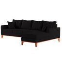 Ver imagem 3 de Sofá 4 Lugares Beny com Chaise Direito Suede Preto