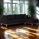 Ver imagem 2 de Sofá 4 Lugares Beny com Chaise Direito Suede Preto