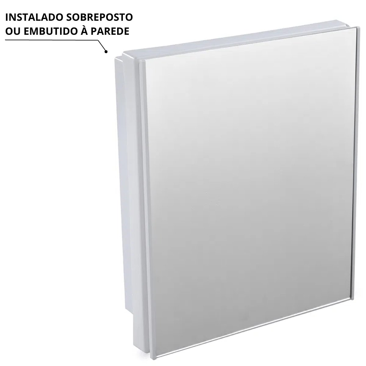 Armário Banheiro Espelheira Sobrepor e Embutir Branco | 30,1x9,4x35,3cm | 01 Porta | Astra - 5