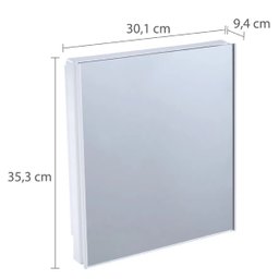 Armário Banheiro Espelheira Sobrepor e Embutir Branco | 30,1x9,4x35,3cm | 01 Porta | Astra - 2