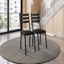 Ver imagem 1 de Kit com 2 Cadeiras Sala de Jantar Cozinha Europa Preto/Brilhante