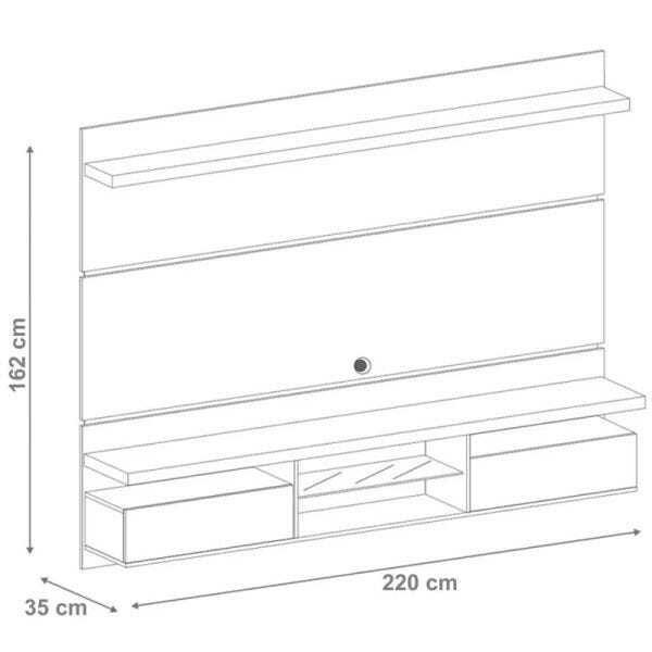 Painel Suspenso com Bancada Livin 2.2 Preto Fosco - Hb Móveis - 4