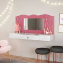 Ver imagem 3 de Penteadeira Suspensa Com Espelho Vip Branco/Pink - Colibri