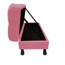 Ver imagem 2 de Recamier Baú Luis Xv Capitonê Retrô 180cm Suede Rosa Bebê Pés Madeira Ms Decor