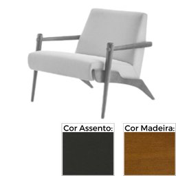 Poltrona MH-3794 Madeira Amêndoa Assento Estofado Marron Café G3 - 1 Poltrona MH-3794 Madeira Amêndoa Assento Estofado Marron Café G3 - 1