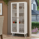 Ver imagem 1 de Cristaleira 70 cm 2 Portas de Vidro com Pés Cônicos Branco Vik Madesa
