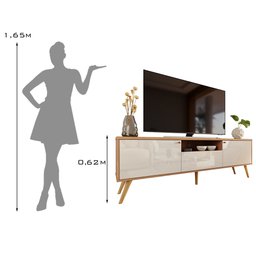 Rack para Tv até 70 Polegadas 2 Portas e 1 Gaveta Sevilla 1,83m Jequitibá/off White Perolizado - 8