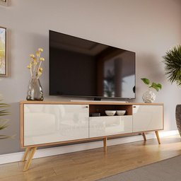Rack para Tv até 70 Polegadas 2 Portas e 1 Gaveta Sevilla 1,83m Jequitibá/off White Perolizado - 1