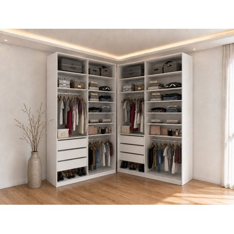 Closet Casal Duplo 100% MDF BP 140x140cm 06 Gavetas Sion Branco