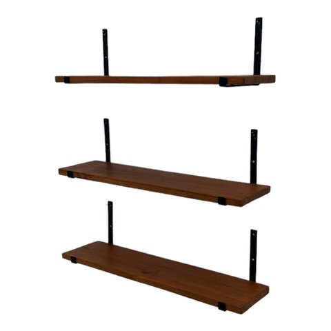 Kit com 3 Prateleira Suspensa Multiuso Ferro e Madeira Decoração Parede
