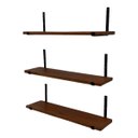 Ver imagem 1 de Kit com 3 Prateleira Suspensa Multiuso Ferro e Madeira Decoração Parede