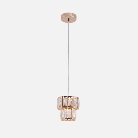 Pendente de Metal Cristal Dourado 15cm Led 40w 1e27 Bivolt