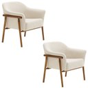 Ver imagem 1 de Kit 02 Poltronas Luna Base Madeira Bouclé Off White - Nexta Casa