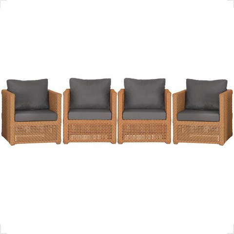 4 Poltronas Madri Alumínio Corda Náutica Estofado 11 Trama Original