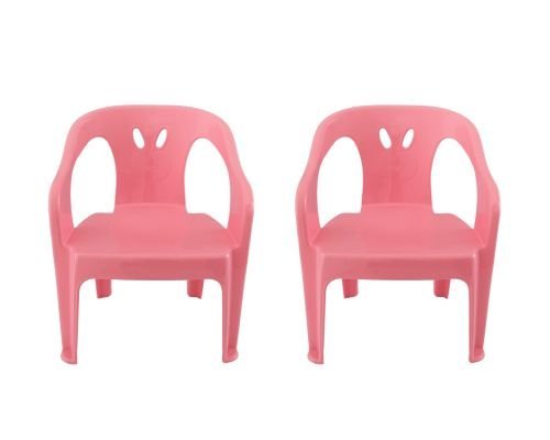2 Cadeiras Mini Poltrona Infantil de Plástico Rosa