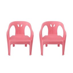 2 Cadeiras Mini Poltrona Infantil de Plástico Rosa - 1