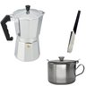 Kit 3 Peças Cozinha Com Cafeteira Italiana + Acendedor Fogão + Açucareiro Inox com Colher - 1