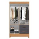 Ver imagem 3 de Guarda Roupa Mobi 4 Portas e 2 Gavetas Freijó/titanium - Móveis Albatroz