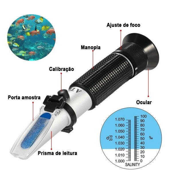Refratômetro Salinidade Portátil Brix 0-10% - 9