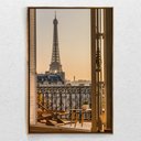 Ver imagem 2 de Quadro Decorativo Moderno Torre Eiffel Pela Janela Com Moldura e Sem Vidro 60X90