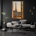 Ver imagem 1 de Quadro Decorativo Moderno Torre Eiffel Pela Janela Com Moldura e Sem Vidro 60X90