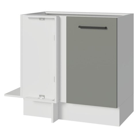 Balcão de Canto 1 Porta (sem Tampo) Branco/Cinza Agata Madesa