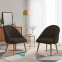 Ver imagem 1 de Kit 02 Poltrona Cadeira para Sala Orgânica Curva Redonda Confortável Reforçada Recepção Suede Marrom