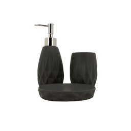 Jogo De Banheiro Porcelana 3 Peças Cinza - 1