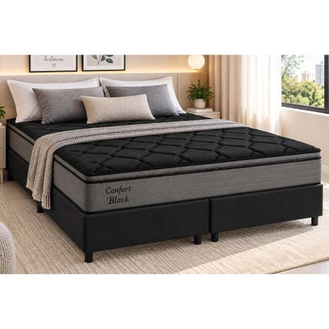 Cama Box Crc King+Colchão Ortopédico Confort Ortobom 193x203