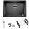 Cuba Preta Quadrada Inox Cozinha Pia Embutir Sobrepor Gourmet 5040 Premium com Acessórios - 1