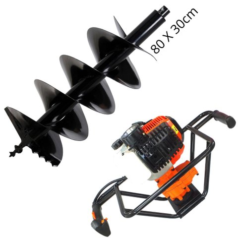 Perfurador de Solo Vulcan VPS520 2T 52cc com Broca 80x30cm Possui Arranque Manual com Mola Retrá