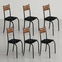 Ver imagem 3 de Kit 6 Cadeiras Atlanta Corino Preto Lirio e Rattan Carvalho Tubo Preto Fosco