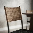 Ver imagem 4 de Kit 6 Cadeiras Atlanta Corino Preto Lirio e Rattan Carvalho Tubo Preto Fosco