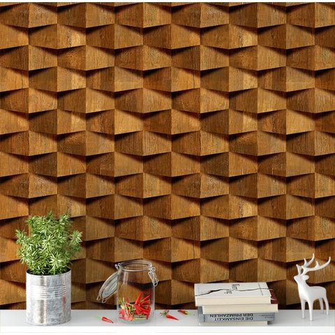 Papel De Parede Adesivo 3d Vinilico Madeira Efeito Sombra