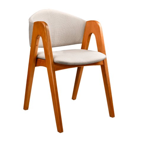 Cadeira para Mesa de Jantar Swift 51cm Madeira Maciça | Linho Off White - Sallar Home