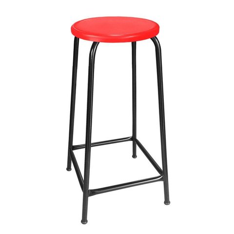Banco de Metal Assento Plástico Vermelho Empilhável e 65cm Altura